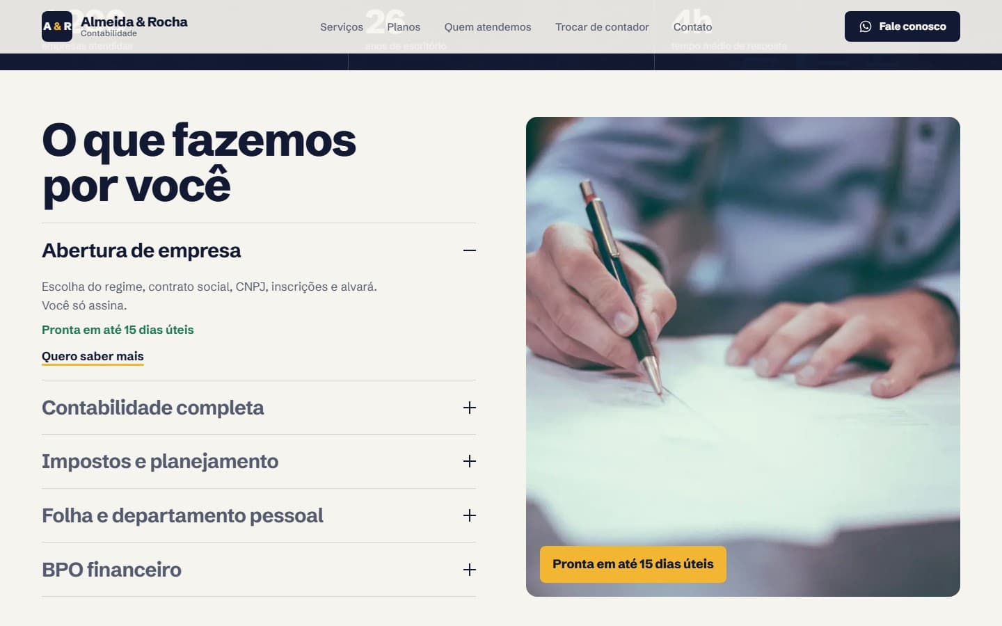 Serviços & BPO — Acordeão de soluções fiscais, contábeis e folha