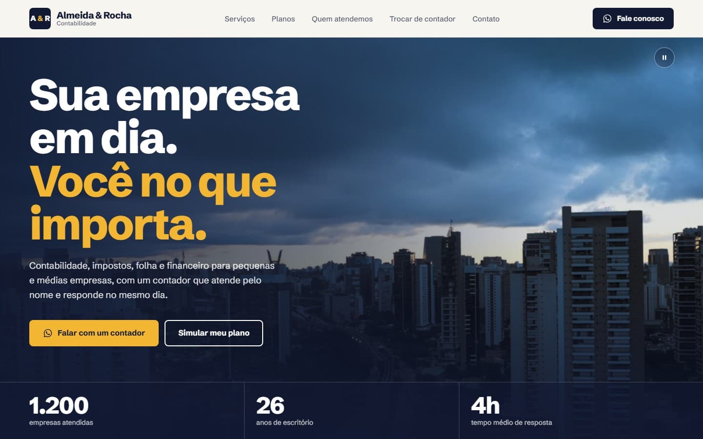 Portal Corporativo — Apresentação de confiança e autoridade contábil