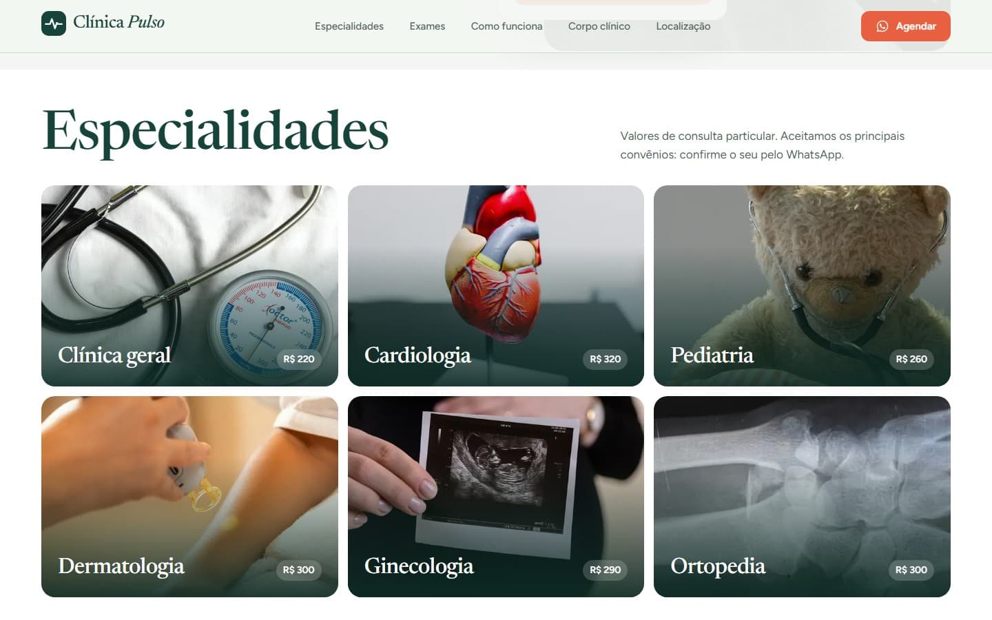 Corpo Clínico & Valores — Médicos com CRM e valores particulares