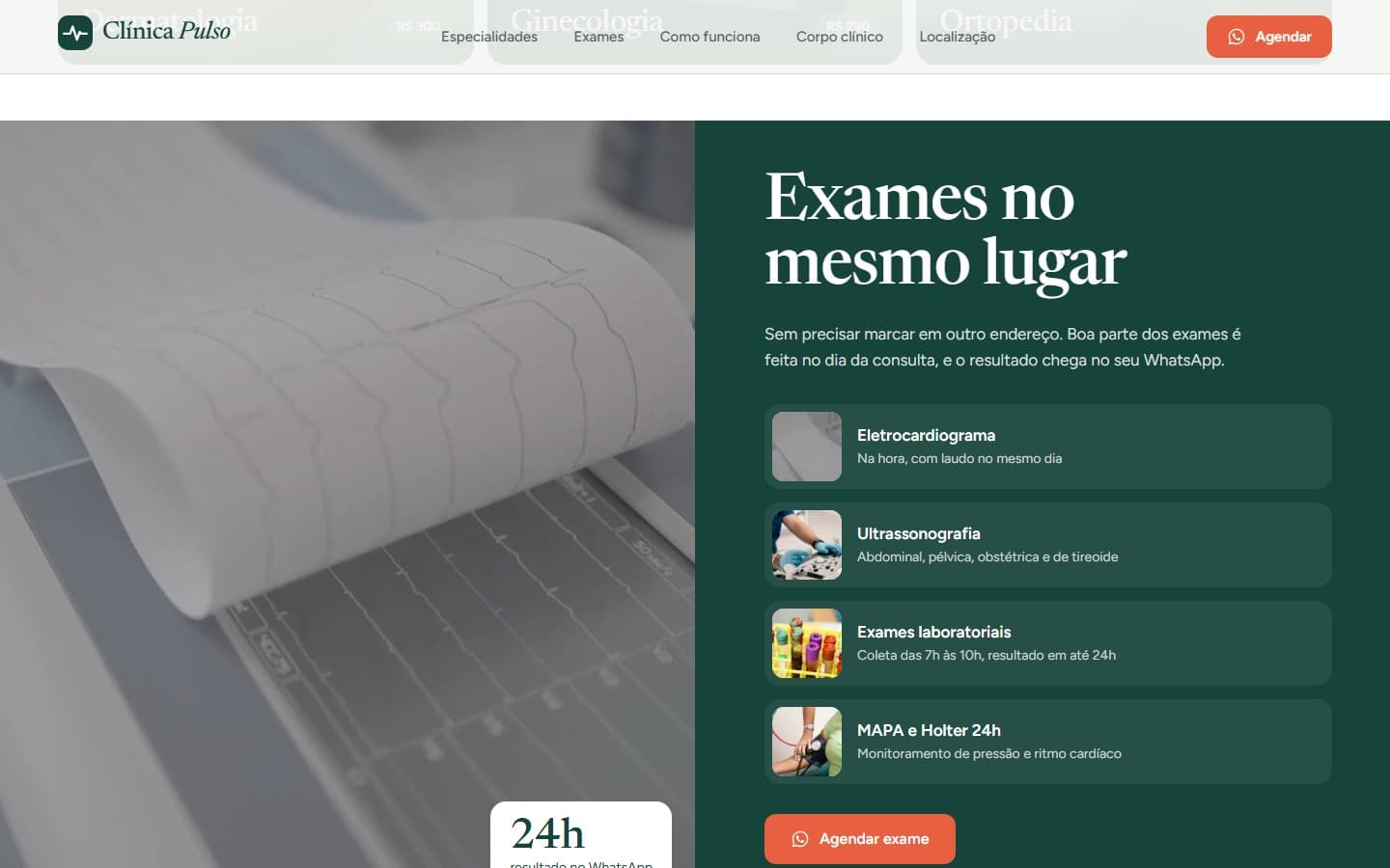 Exames & Diagnósticos — Orientações de preparo e estrutura técnica