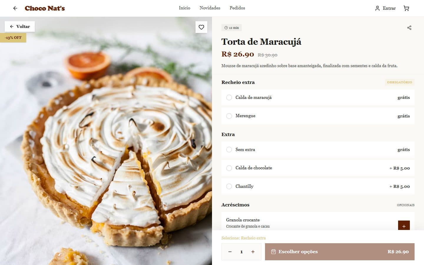 Item e Adicionais — Seleção de ingredientes e preço dinâmico