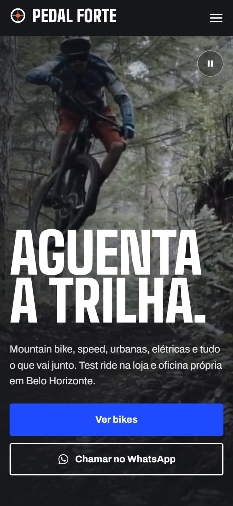 Celular — topo com ações na largura do polegar