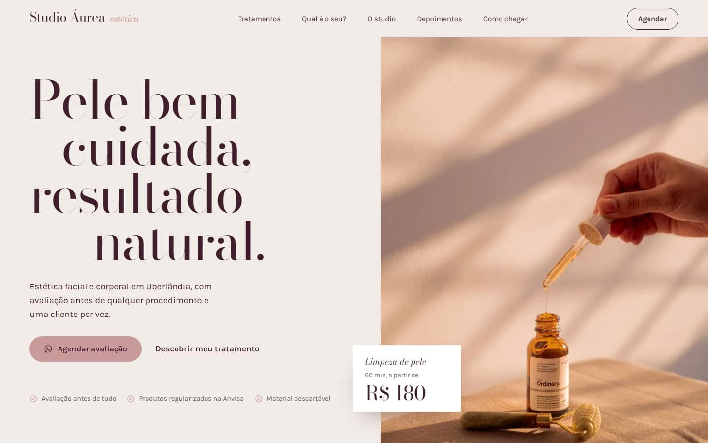 Hero & Apresentação — Experiência visual editorial e agendamento