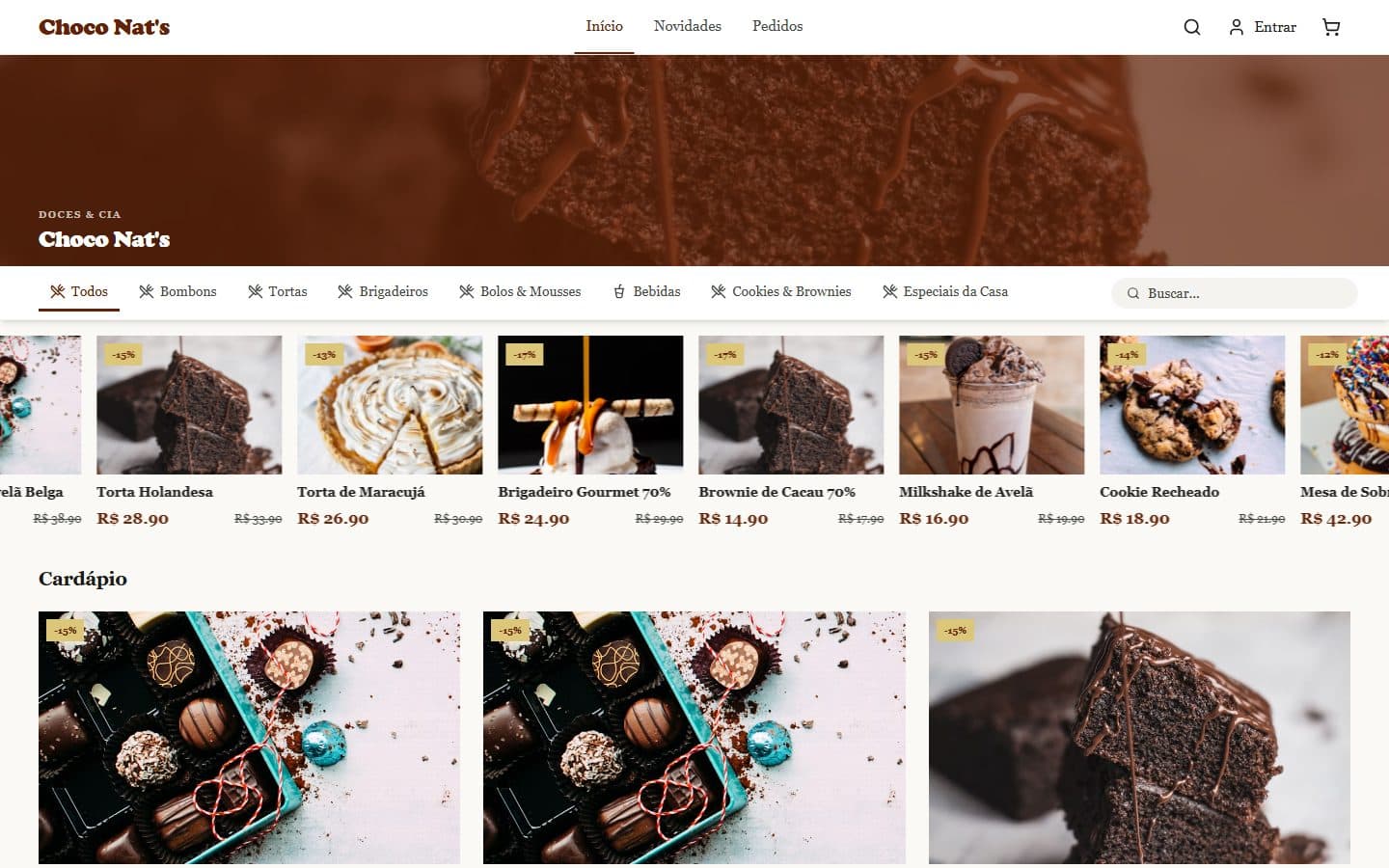 Canal próprio de <em>pedidos online</em>